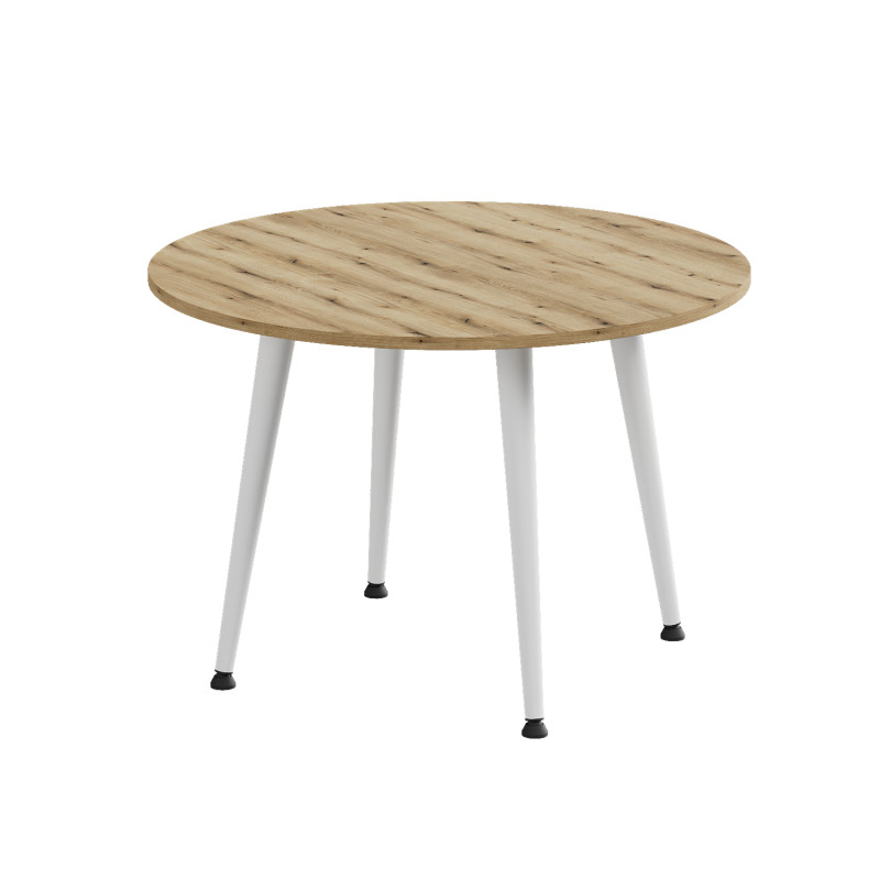 Журнальний круглий стіл OPTIMA 2 ніжки конусні Ferrum-decor 450x670x670 Білий метал ДСП Дуб Евок Прибережний 16 мм (FRD-107548)