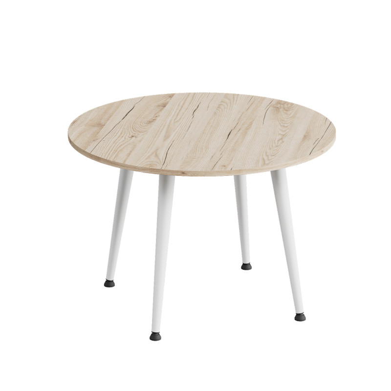 Журнальний круглий стіл OPTIMA 2 ніжки конусні Ferrum-decor 450x670x670 Білий метал ДСП Дуб Сан-Марино 16 мм (FRD-107478)