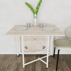 Обідній стіл трансформер книжка Оріон Pro Ferrum-decor 75x152x90 Білий метал ДСП Дуб Сонома 16 мм (FRD-107408)