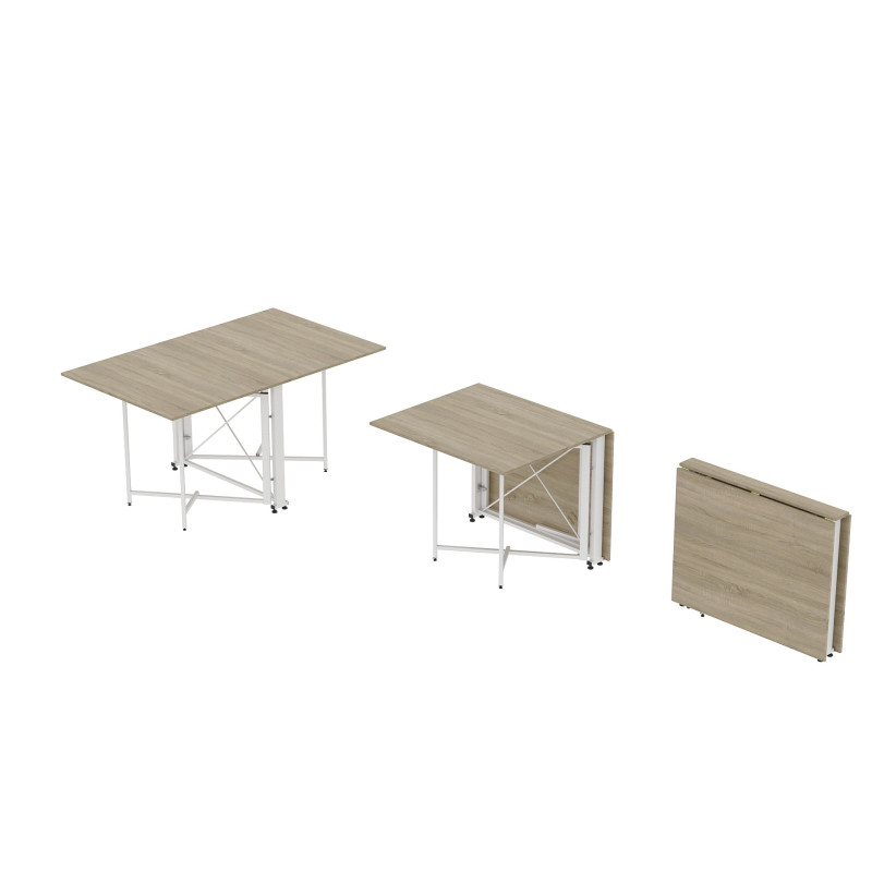 Обідній стіл трансформер книжка Оріон Pro Ferrum-decor 75x152x90 Білий метал ДСП Дуб Сонома 16 мм (FRD-107408)