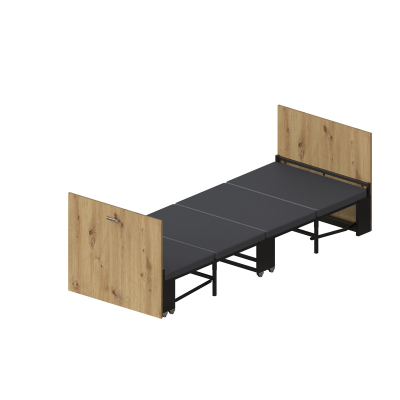 Ліжко трансформер ASCET 1 Ferrum-decor 650x2000x700 Чорний метал ДСП Дуб Артизан 16 мм (FRD-107328)