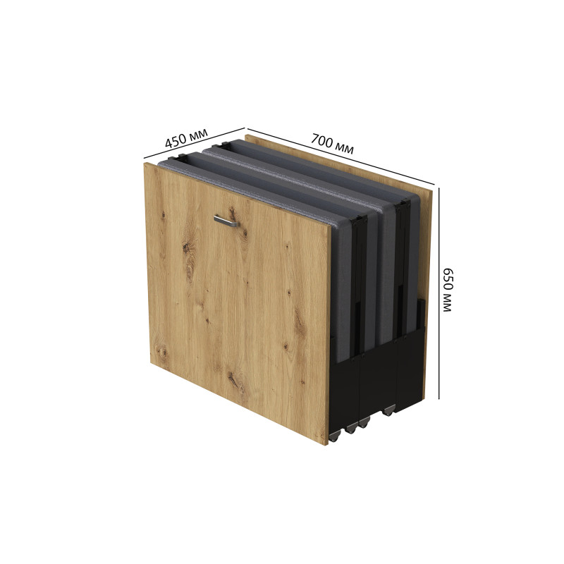 Ліжко трансформер ASCET 1 Ferrum-decor 650x2000x700 Чорний метал ДСП Дуб Артизан 16 мм (FRD-107328)
