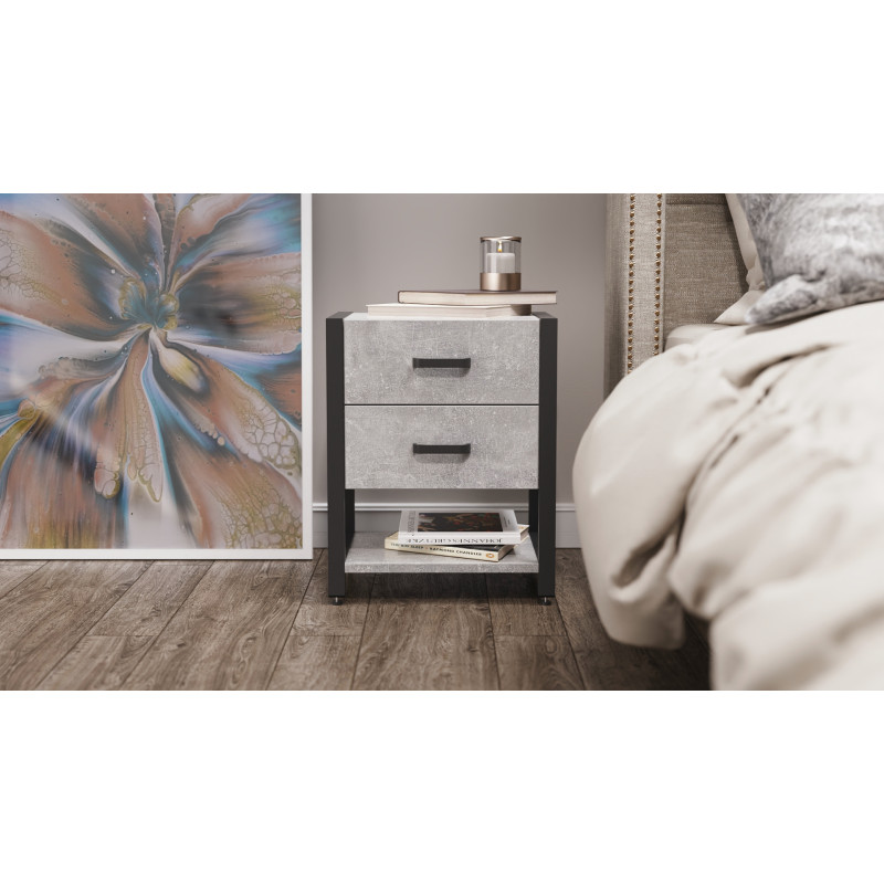 Тумба універсальна Ferrum-decor Вів'єн 2/1 50x41x40 чорний ДСП Бетон 16 мм (FRD-106938)