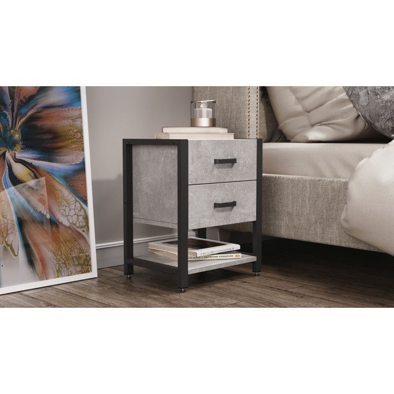 Тумба універсальна Ferrum-decor Вів'єн 2/1 50x41x40 чорний ДСП Бетон 16 мм (FRD-106938)