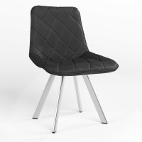 Обеденный стул Новый Стиль NICOLE 4L CHROME (BOX-1) SQR ECO-30 (Черный) (NWS-121819)