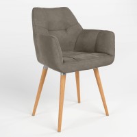 Обідній стілець Новий Стиль DASTER WOOD ALU (BOX-1) LN PUMA-02 (Сіро-бежевий) (NWS-121232)