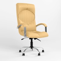 Кресло офисное поворотное Новый Стиль GERMES STEEL CHROME (COMFORT+ANYFIX) ECO-01 (Бежевый) (NWS-126030)