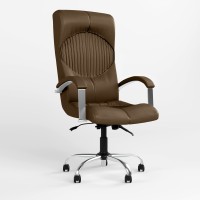 Крісло офісне поворотне Новий Стиль GERMES STEEL CHROME (COMFORT+ANYFIX) ECO-35 (Кава) (NWS-126060)