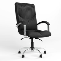 Крісло офісне поворотне Новий Стиль GERMES STEEL CHROME LB (COMFORT+ANYFIX) ECO-30 (Чорний) (NWS-126090)