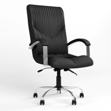 Крісло офісне поворотне Новий Стиль GERMES STEEL CHROME LB (COMFORT+ANYFIX) ECO-30 (Чорний) (NWS-126090)