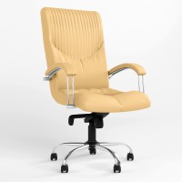 Кресло офисное поворотное Новый Стиль GERMES STEEL CHROME LB (COMFORT) P ECO-01 (Бежевый) (NWS-126020)