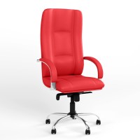 Кресло офисное поворотное Новый Стиль STAR STEEL CHROME (COMFORT) ECO-90 (Красный) (NWS-126815)