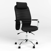 Крісло керівника з підголівником Новий Стиль BRUNO HR (COMFORT+АNYFIX) ECO-30 (Чорний) (NWS-125337)