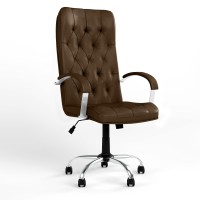 Крісло керівника поворотне Новий Стиль CUBA STEEL CHROME TILT CHR68 ECO-35 (Кава) (NWS-125497)