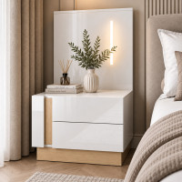 Тумби приліжкові 2 шт з двома шухлядами Perfect Home Marco 2S 102x60x38,4 Білий/Білий глянець/Дуб грандсон (PFH-091049)