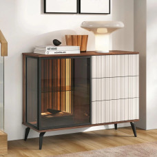 Комод з телескопічними напрямними та підсвіткою Perfect Home Vici KSZ103 1D3S 103x80x39 Горіх/Кашемір (PFH-091277)