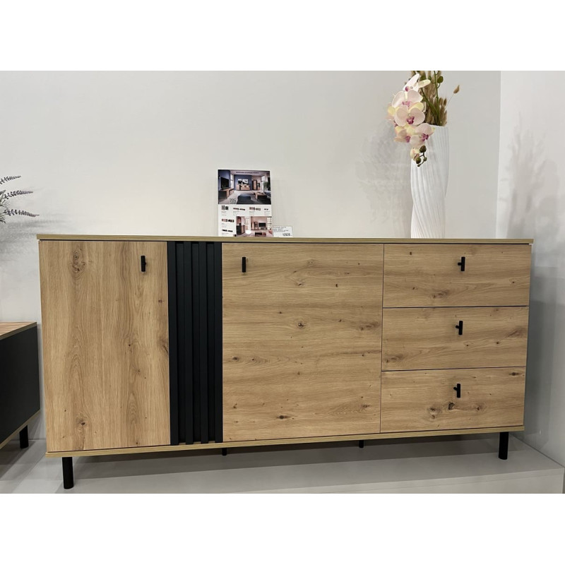 Комод з телескопічними напрямними Perfect Home Kadis 2D3W/165 165,1x82,2x40 Дуб артизан/Антрацит (PFH-091172)