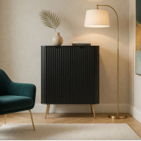 Комод високий Perfect Home Zova K103 2D 103x129x39 Чорний (золоті ніжки) (PFH-091373)