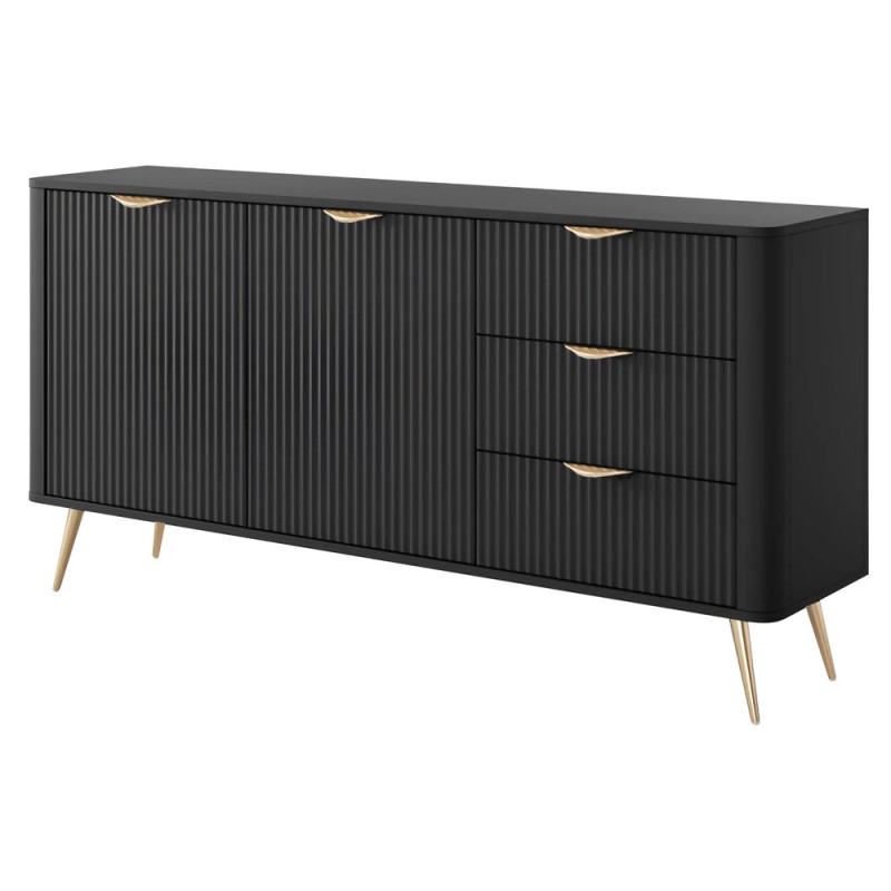 Комод з телескопічними напрямними Perfect Home Lante 2D3S/163 163,2x81,2x38 Чорний (золоті ніжки) (PFH-091191)