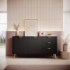 Комод з телескопічними напрямними Perfect Home Lante 2D3S/163 163,2x81,2x38 Чорний (золоті ніжки) (PFH-091191)