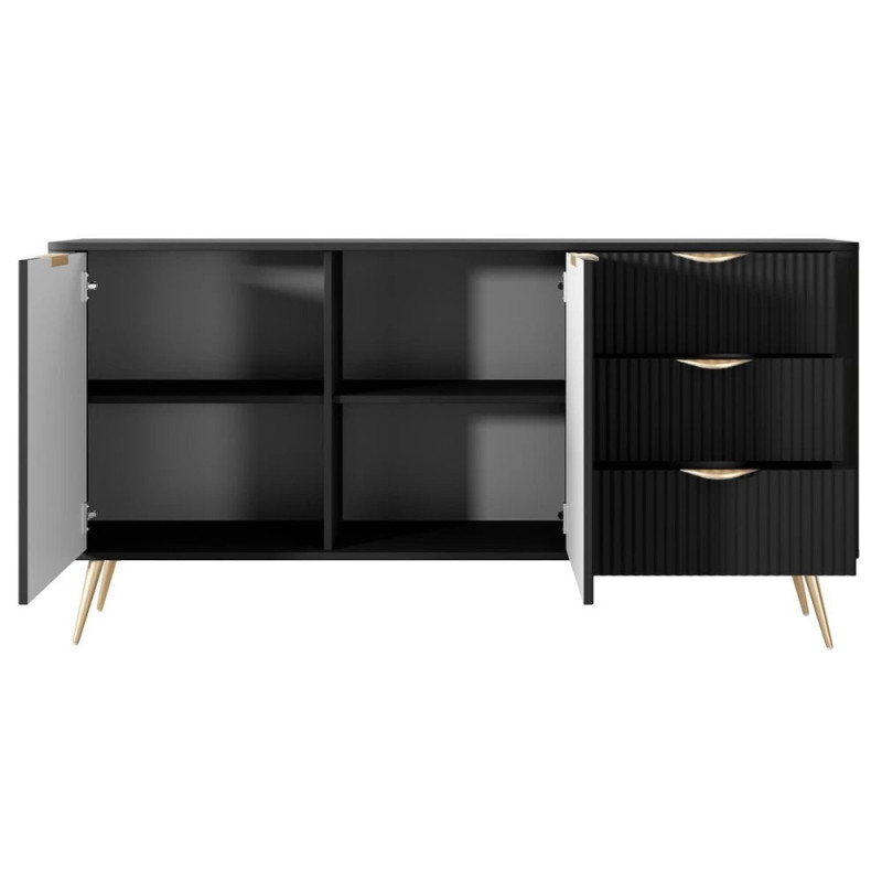 Комод з телескопічними напрямними Perfect Home Lante 2D3S/163 163,2x81,2x38 Чорний (золоті ніжки) (PFH-091191)