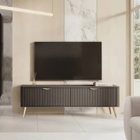 Тумба під телевізор Perfect Home Lante 2D/163 163,2х51,2х38 Чорний (золоті ніжки) (PFH-091194)