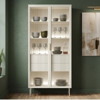 Вітрина висока з підсвіткою Perfect Home Lumi 2D2S/92 194,6х91,5х39,3 Кашемір (PFH-091382)