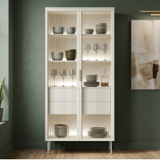 Вітрина висока з підсвіткою Perfect Home Lumi 2D2S/92 194,6х91,5х39,3 Кашемір (PFH-091382)