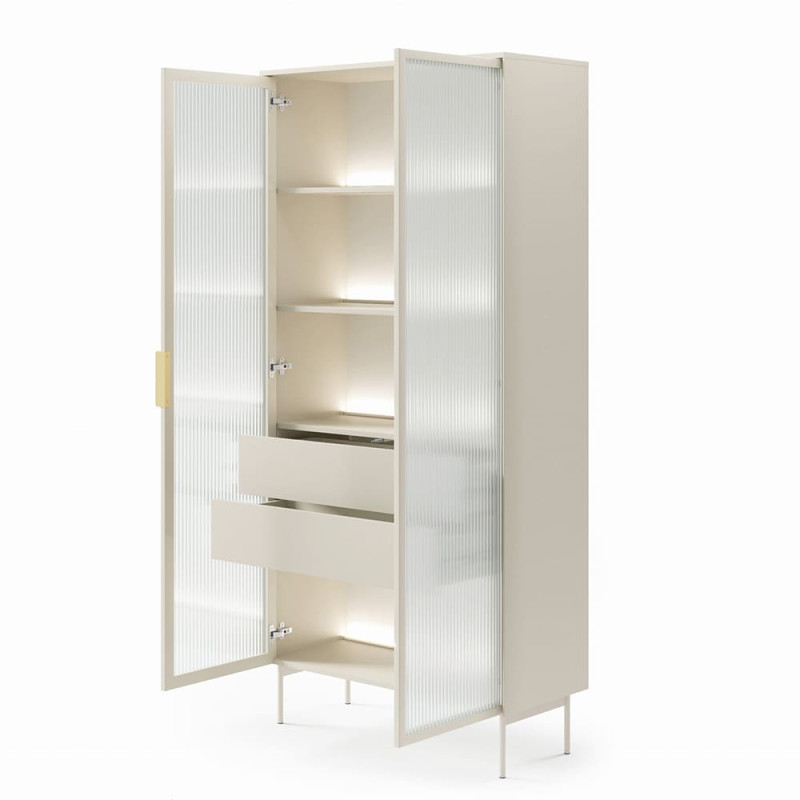 Вітрина висока з підсвіткою Perfect Home Lumi 2D2S/92 194,6х91,5х39,3 Кашемір (PFH-091382)