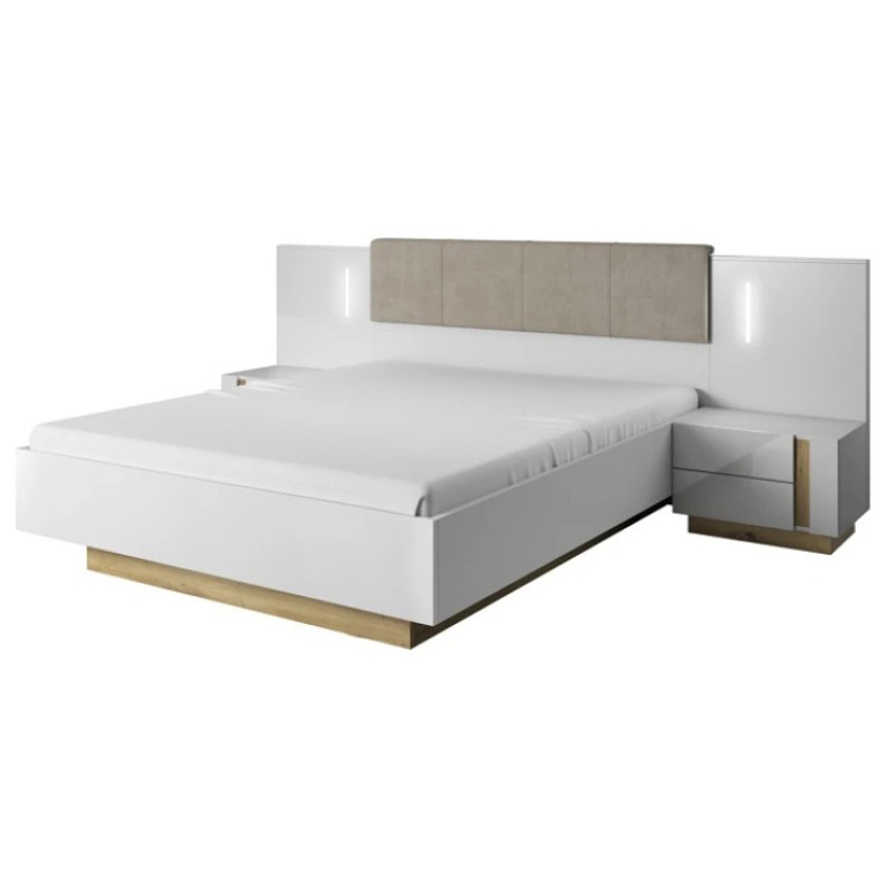 Тумби приліжкові 2 шт з двома шухлядами Perfect Home Marco 2S 102x60x38,4 Білий/Білий глянець/Дуб грандсон (PFH-091049)