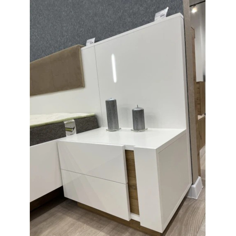 Тумби приліжкові 2 шт з двома шухлядами Perfect Home Marco 2S 102x60x38,4 Білий/Білий глянець/Дуб грандсон (PFH-091049)
