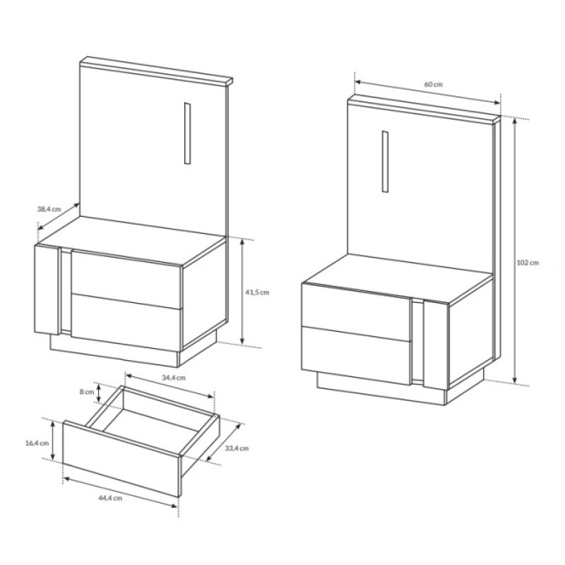Тумби приліжкові 2 шт з двома шухлядами Perfect Home Marco 2S 102x60x38,4 Білий/Білий глянець/Дуб грандсон (PFH-091049)