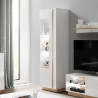 Вітрина висока у вітальню Perfect Home Marco 1D1W/60 193,5х60х40 Білий/Білий глянець/Дуб грандсон (PFH-091029)