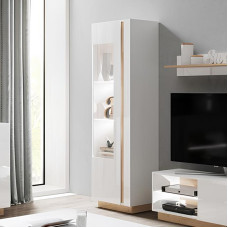 Вітрина висока у вітальню Perfect Home Marco 1D1W/60 193,5х60х40 Білий/Білий глянець/Дуб грандсон (PFH-091029)