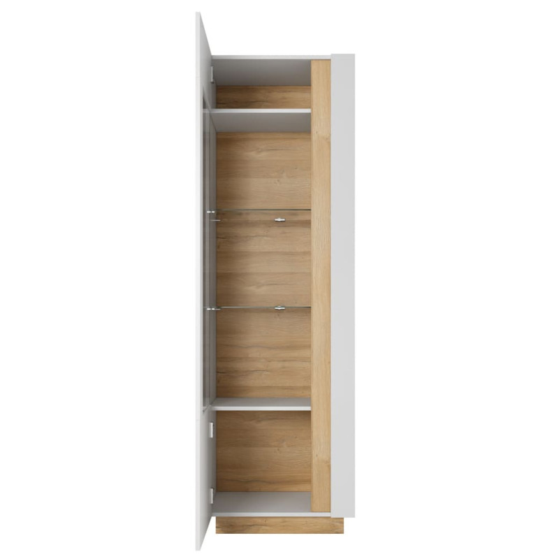 Вітрина висока у вітальню Perfect Home Marco 1D1W/60 193,5х60х40 Білий/Білий глянець/Дуб грандсон (PFH-091029)