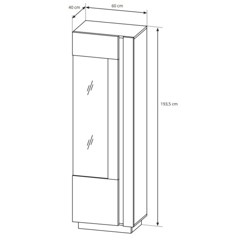 Вітрина висока у вітальню Perfect Home Marco 1D1W/60 193,5х60х40 Білий/Білий глянець/Дуб грандсон (PFH-091029)