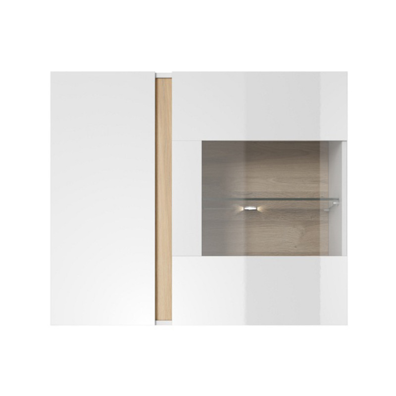 Вітрина навісна у вітальню Perfect Home Marco 2D1W/96 82,5х96,5х40 Білий/Білий глянець/Дуб грандсон (PFH-091031)