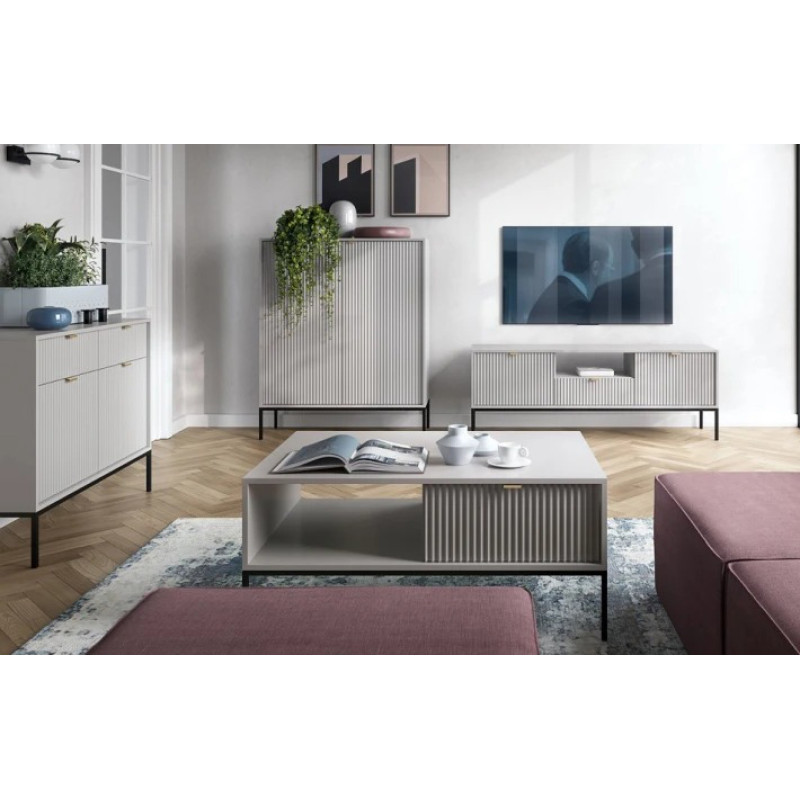 Комод з телескопічними напрямними Perfect Home Nova KSZ104 2D2S 104x63x39 Сірий (чорні ніжки) (PFH-091218)