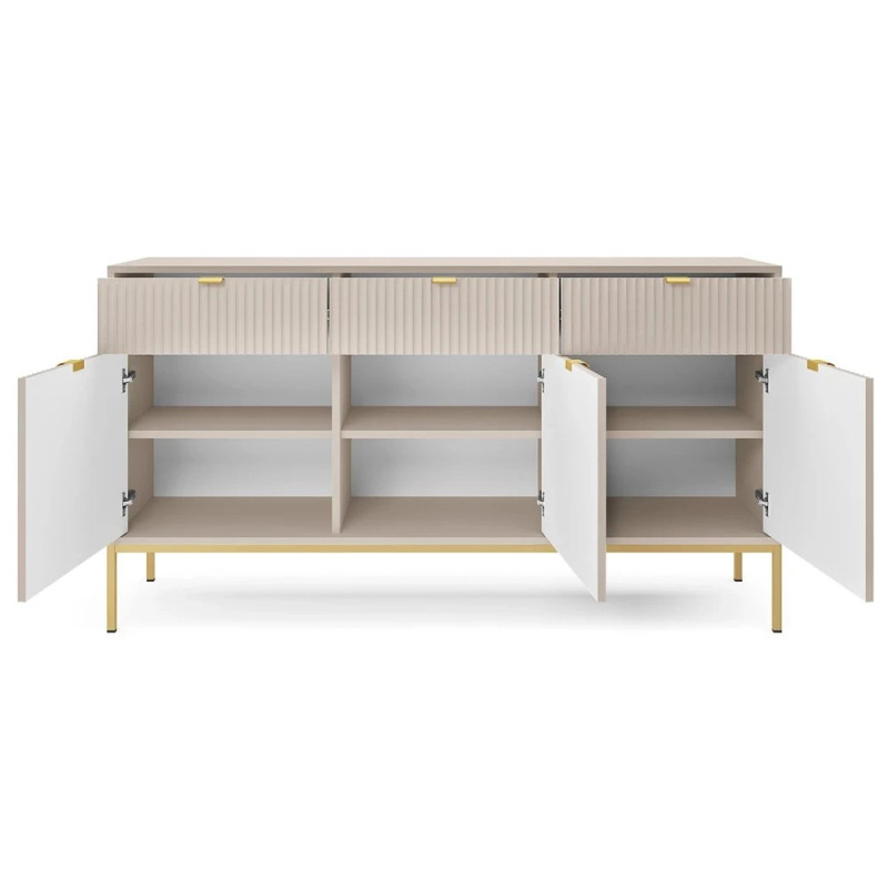 Комод з телескопічними напрямними Perfect Home Nova KSZ154 3D3S 154x63x39 Кашемір (золоті ніжки) (PFH-091245)