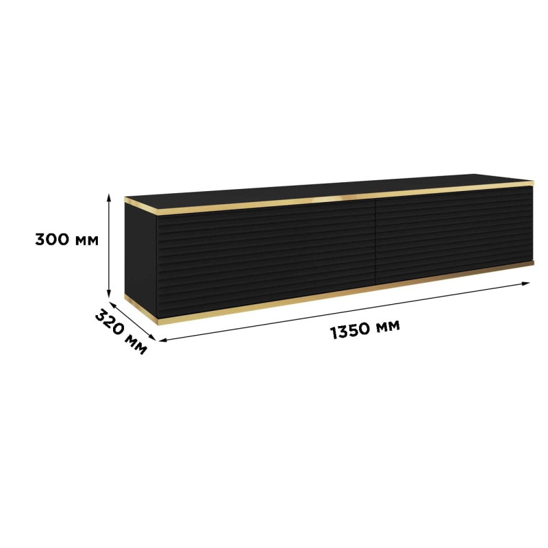 Тумба під телевізор навісна Perfect Home Oro RTV135 MDF 2D 135х30х32 Чорний (PFH-091355)