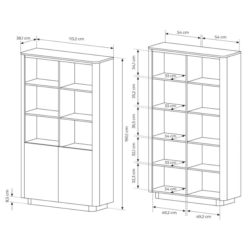 Стелаж Perfect Home Torro 2D/113 113,2x190,1x38,1 Дуб кремона/Чорний (PFH-091413)