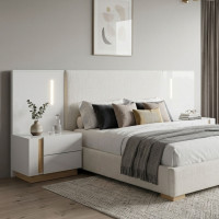 Тумби приліжкові 2 шт з двома шухлядами Perfect Home Marco 2S 102x60x38,4 Білий/Білий глянець/Дуб грандсон (PFH-091049)