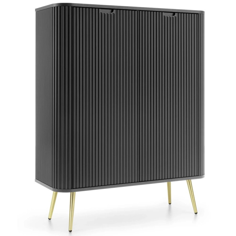 Комод високий Perfect Home Zova K103 2D 103x129x39 Чорний (золоті ніжки) (PFH-091373)