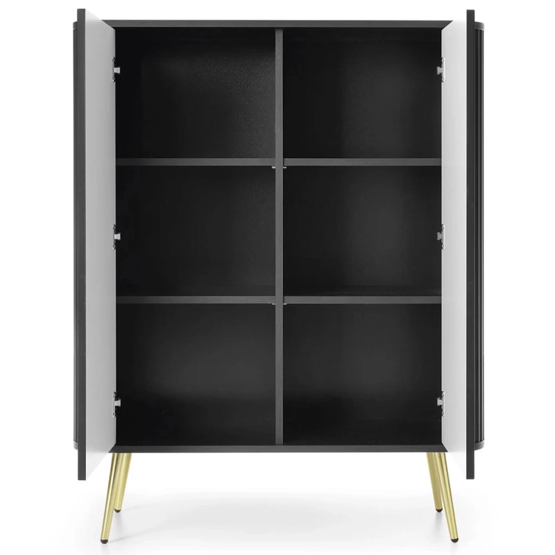 Комод високий Perfect Home Zova K103 2D 103x129x39 Чорний (золоті ніжки) (PFH-091373)