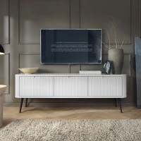 Тумба під телевізор Perfect Home Zova RTV168 168х56х39 Білий (чорні ніжки) (PFH-091272)