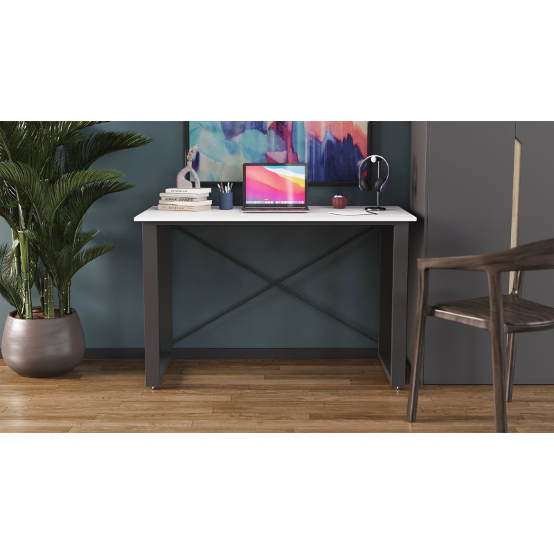 Письмовий стіл Ferrum-decor Драйв 750x1000x700 Сірий метал ДСП Біле 16 мм (FRD-103157)