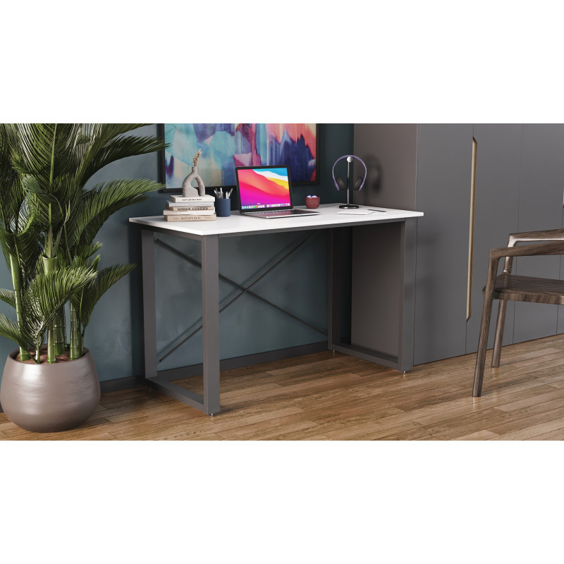 Письмовий стіл Ferrum-decor Драйв 750x1000x700 Сірий метал ДСП Біле 16 мм (FRD-103157)