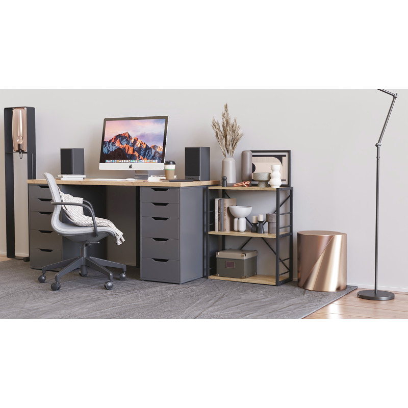 Етажерка 3/60 Ferrum-decor Серії Конект 75x60x28 чорний ДСП Дуб Сонома 16мм (FRD-104257)
