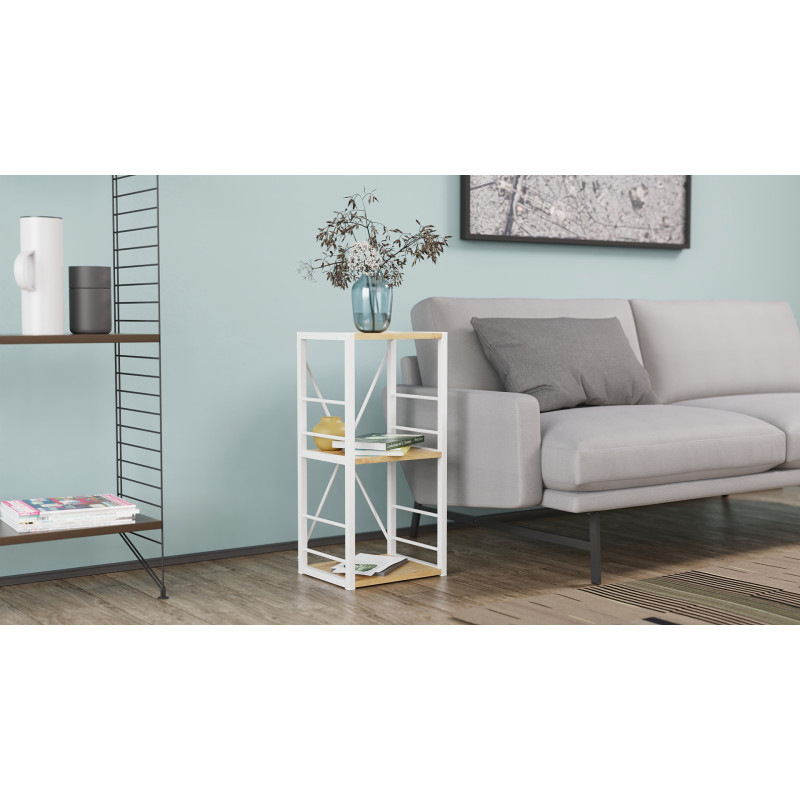 Етажерка 3/34 Ferrum-decor Серії Конект 73x34x28 білий ДСП Дуб Артизан 16мм (FRD-104297)