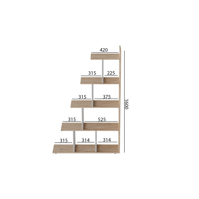 Этажерка Ferrum-decor Стелла 1600x1020x300 Белый металл ДСП Дуб Сан-Марино (FRD-103467)